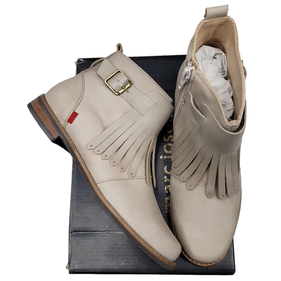 Marc Joseph | NIB Green Point Light Grey Nubuck Fringe Leather Ankle Booties 1 - Picture 2 of 14